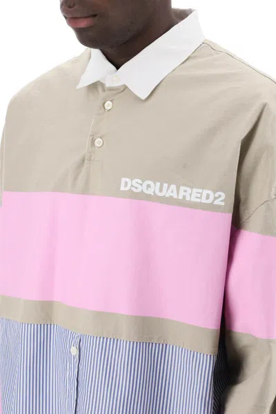 Shop Dsquared2 Oversized Hybrid Shirt In Beige