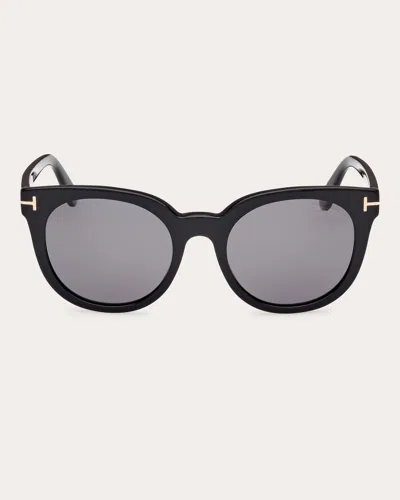 Shop Tom Ford Women's Shiny Black Moira Polarized Round Sunglasses