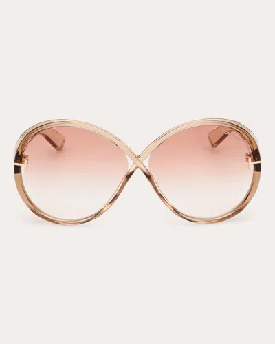 Shop Tom Ford Women's Light Brown Edie 2 Round Sunglasses