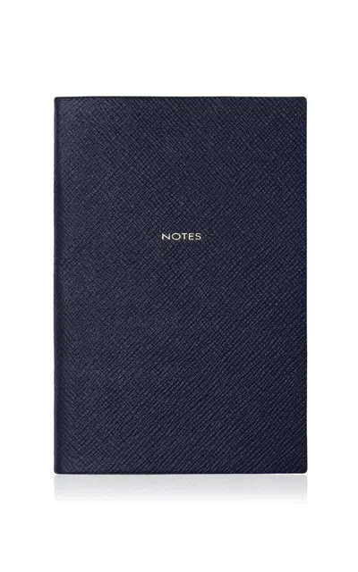 Shop Smythson Chelsea Leather Notebook In Blue