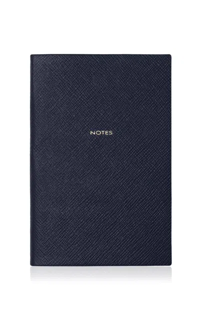Smythson Chelsea Leather Notebook In Blue