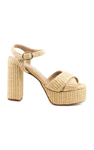 Shop Andrea Gomez Bella Raffia Platform Sandals In Nude