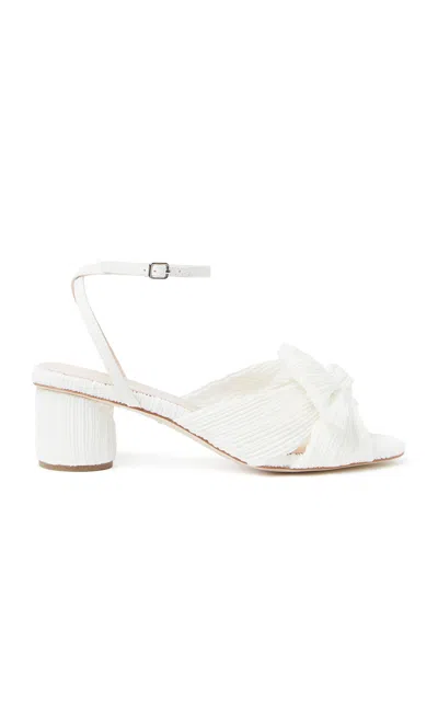 Shop Loeffler Randall Dahlia Knotted Plisse-organza Sandals In White