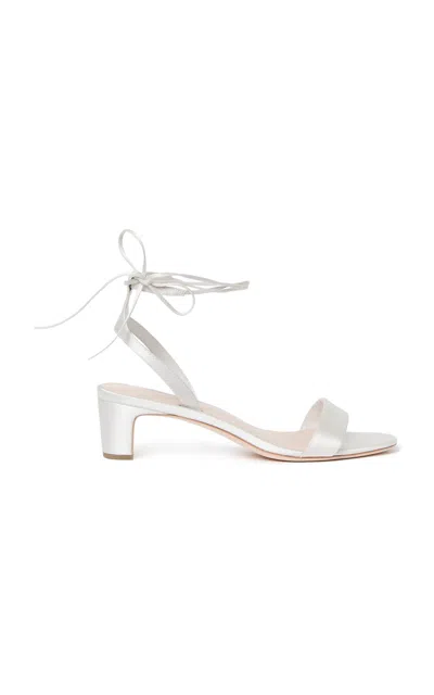 Shop Loeffler Randall Jackie Lace-up Satin Sandals In White