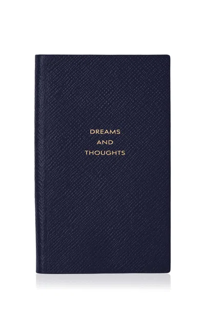 Shop Smythson Dreams And Thoughts Leather Notebook In Blue