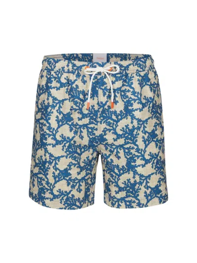 Shop Swims Men's Procida Coral Swim Shorts In Tidal Blue