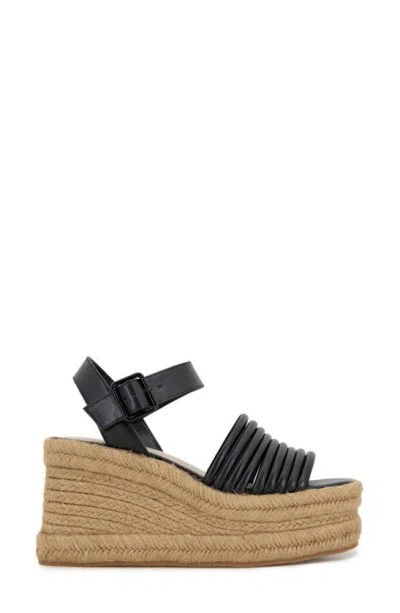 Shop Kenneth Cole Shelby Espadrille Wedge Sandal In Black Micro Suede