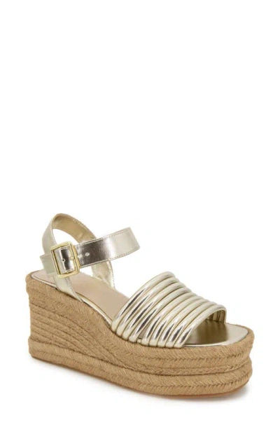 Shop Kenneth Cole Shelby Espadrille Wedge Sandal In Light Gold Pu