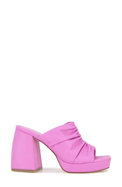 Kenneth Cole Women's Anika Square Toe Ruched High Heel Sandals In Pink Pu