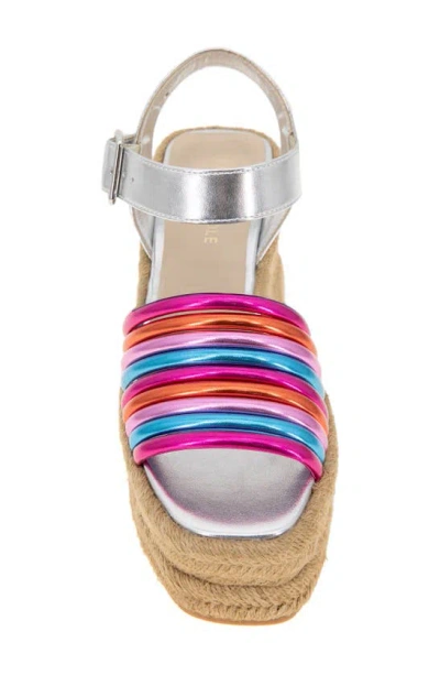 Kenneth Cole Shelby Espadrille Wedge Sandal In Metallic Multi Pu