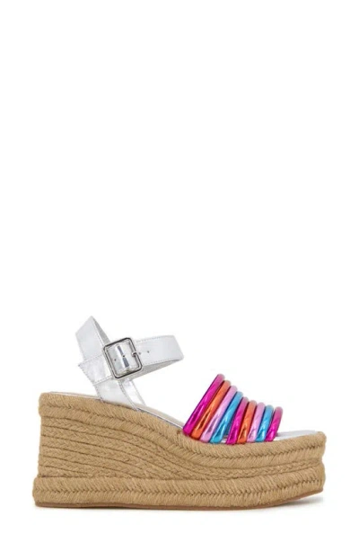 Kenneth Cole Shelby Espadrille Wedge Sandal In Metallic Multi Pu