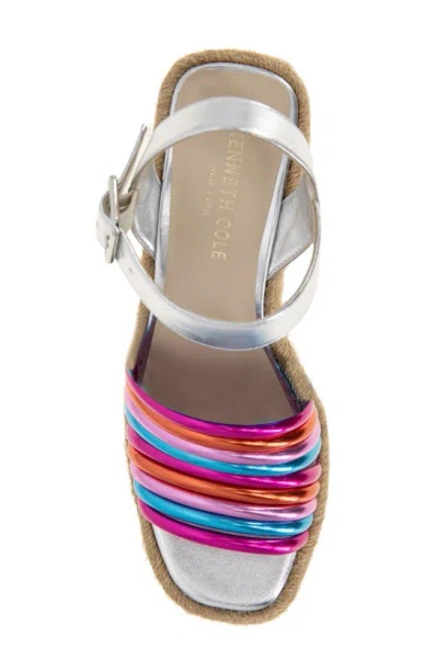 Kenneth Cole Shelby Espadrille Wedge Sandal In Metallic Multi Pu