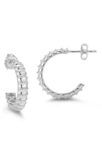 Shop Chloe & Madison Textured Hoop Earrings In Silver