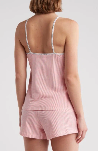 Shop Calvin Klein Stretch Cotton Camisole & Shorts Pajamas In Lan Seersucker
