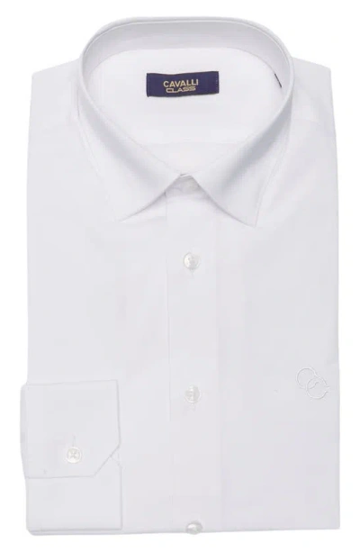 Shop Cavalli Class Slim Fit Cotton Dress Shirt In White