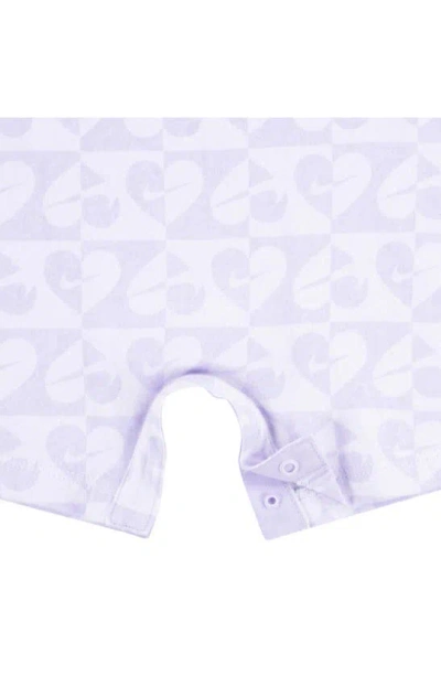 Shop Nike Sweet Swoosh Short Sleeve Romper In Lilac Bloom