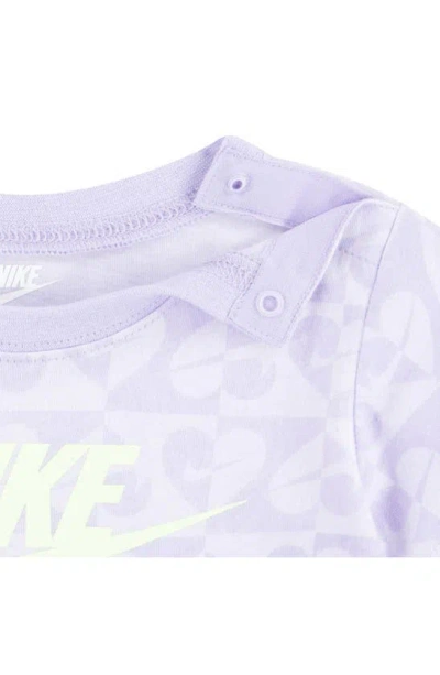 Shop Nike Sweet Swoosh Short Sleeve Romper In Lilac Bloom