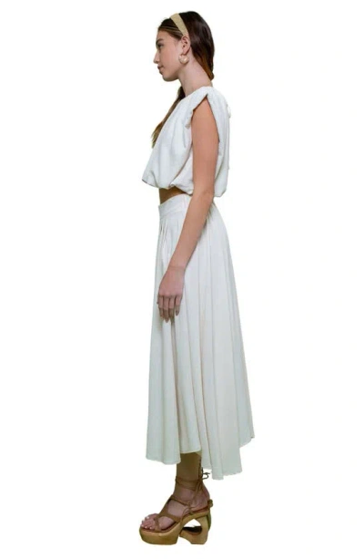 Blu Pepper Pleated Maxi Skirt In Cream