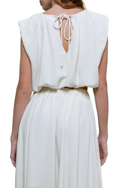 Blu Pepper Sleeveless Blouson Crop Top In Cream