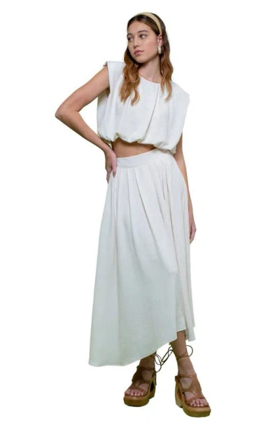 Blu Pepper Sleeveless Blouson Crop Top In Cream
