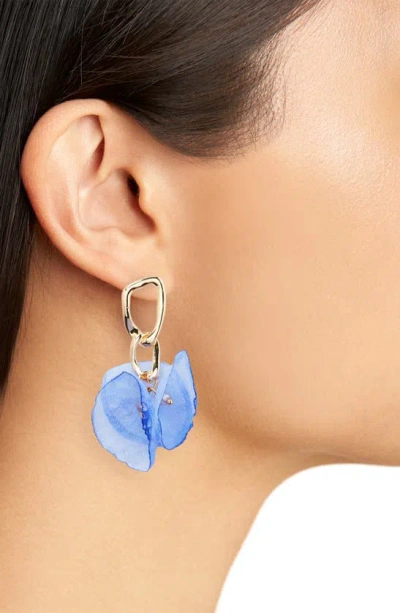 Shop Tasha Fabric Flower Drop Earrings In Blue