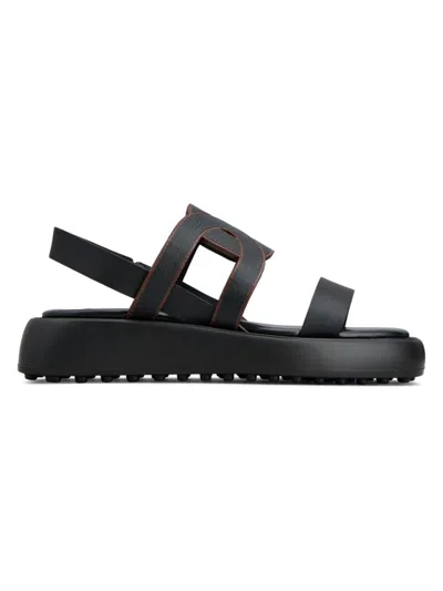 Shop Tod's Women's Logo-detailed Leather Strappy Sandals In Nero