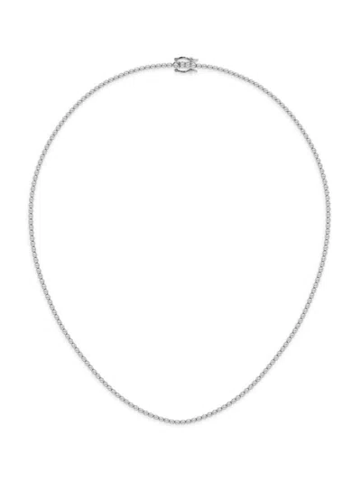 Shop Saks Fifth Avenue Women's 14k White Gold & Lab-grown Diamond Tennis Necklace/5.00-20.00 Tcw In 5 Ctw