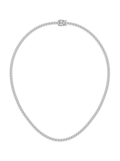 Shop Saks Fifth Avenue Women's 14k White Gold & Lab-grown Diamond Tennis Necklace/5-20 Tcw In 10 Ctw