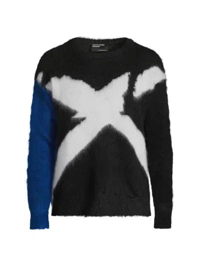 Shop Enfants Riches Deprimes Men's Mohair Intarsia Sweater In Black White Cobalt