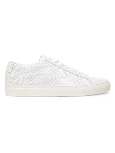 Shop Common Projects Women's Achilles Basket-weave Low-top Sneakers In White