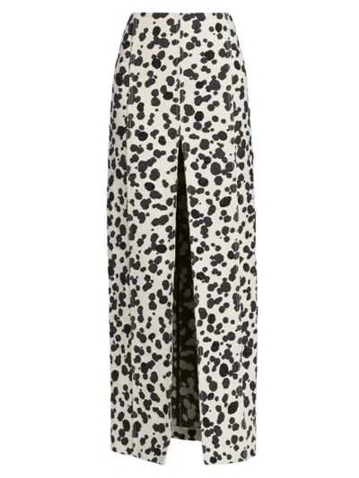 Shop Area Women's Dalmatian Denim Maxi Skirt In Black Off White