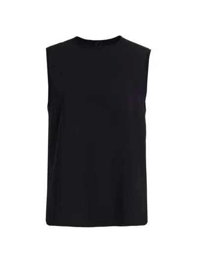 Shop Barneys New York Women's Chiffon Frayed Shell Top In Black