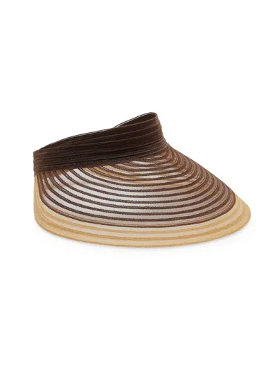 Shop Eugenia Kim Women's Trixie Colorblocked Rollable Visor In Chocolate Camel