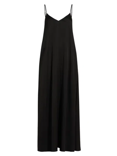 Shop L Agence Women's Hartley Satin Trapeze Dress In Black
