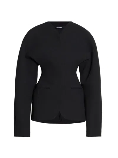 Shop Jacquemus Women's La Veste Ovalo Tailored Jacket In Black