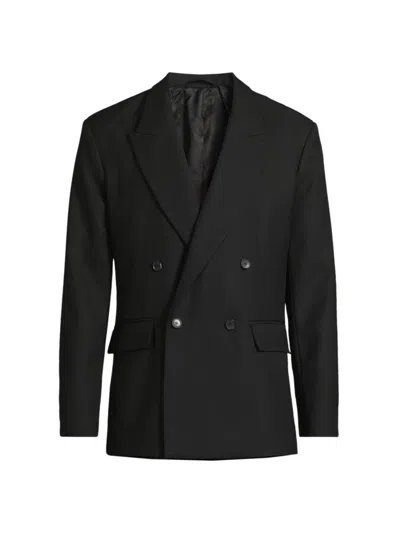 Shop Second / Layer Men's Pico Wool Double-breasted Blazer In Black