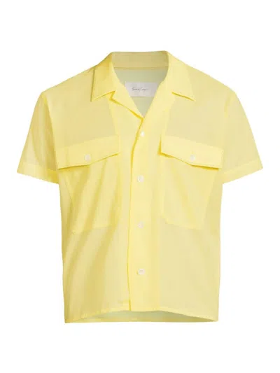 Shop Second / Layer Men's Cotton-blend Boxy Camp Shirt In Canary Yellow