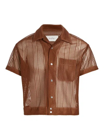 Shop Second / Layer Men's Indio Cropped Mesh Shirt In Espresso