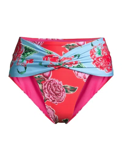 Shop Agua Bendita Women's Fiorever Darcy Floral High-rise Bikini Bottom In Neutral