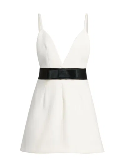Shop Dolce & Gabbana Women's Lana Bow Minidress In Bianco Naturale