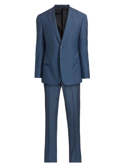 Shop Giorgio Armani Men's Wool & Mohair-blend Single-breasted Suit In Bright Blue