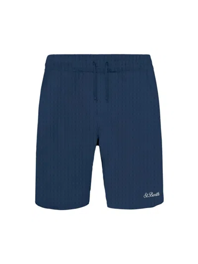Shop Mc2 Saint Barth Men's Randle Cotton Waffle-knit Shorts In Navy