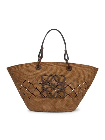 Shop Loewe Women's  X Paula's Ibiza Medium Anagram Basket Bag In Olive Chestnut