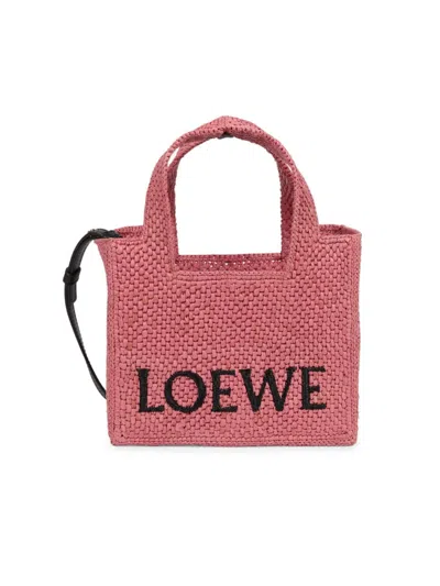 Shop Loewe Women's  X Paula's Ibiza Mini Raffia Tote Bag In Sunset Pink