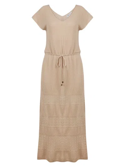 Shop Knitss Women's Nova Pointelle Drawstring-waist Maxi Dress In Desert