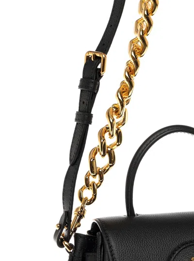 Shop Versace 'la Medusa' Black Handbag With Logo Detail In Leather Woman