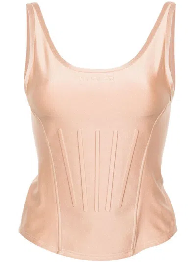 Shop Mugler To0644 Top Clothing In Nude & Neutrals