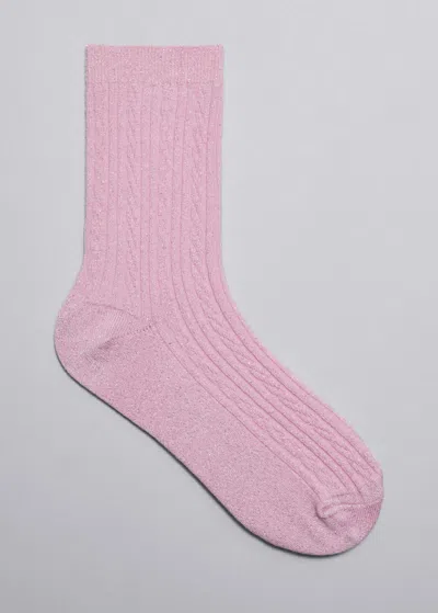 Shop Other Stories Glitter Knit Socks In Pink