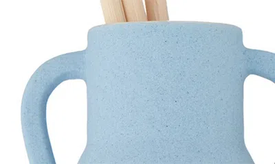 Shop Paddywax Santorini Textured Cream Ceramic Cliff & Hinoki Wood Diffuser In Light Blue