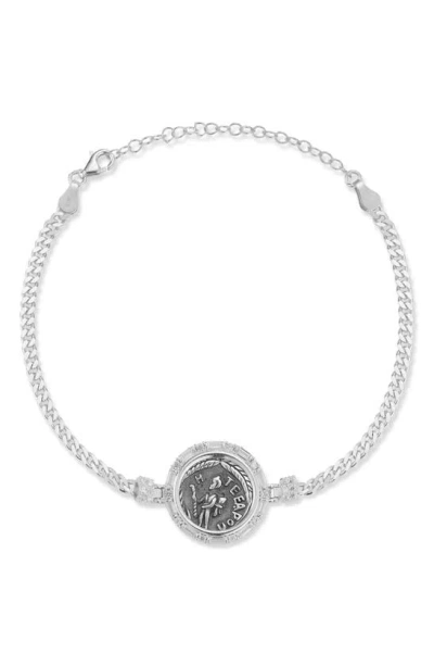 Shop Chloe & Madison Cz Coin Bracelet In Silver
